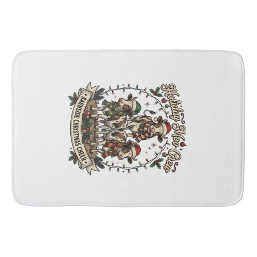 Christmas Cow Trio Vintage Barn Holiday Shirt Desi Bath Mat