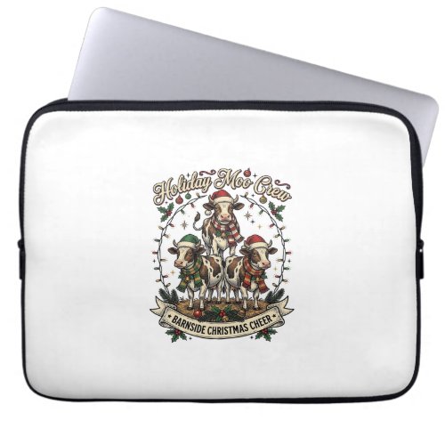 Christmas Cow Trio Vintage Barn Holiday Shirt Desi Laptop Sleeve