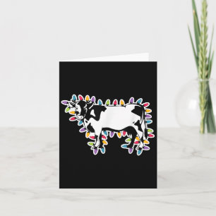Christmas Cow Wrapped In Colored String Lights Card