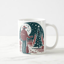 Christmas Cowboy Block Print Coffee Mug