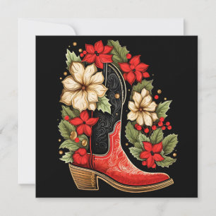 christmas cowboy boot holiday greeting card