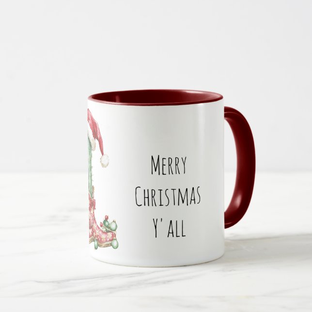 Christmas Cowboy Boots Cactus Mug (Front Right)