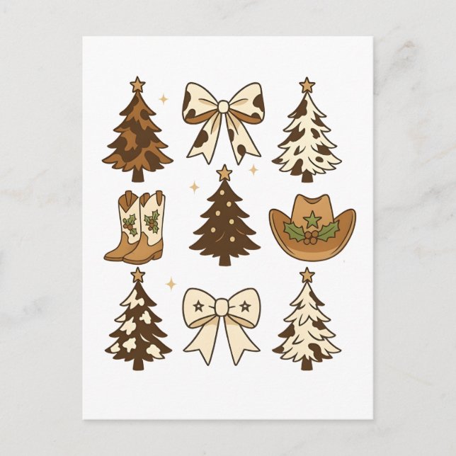 Christmas Cowboy Boots Western Santa Xmas Holiday Postcard (Front)