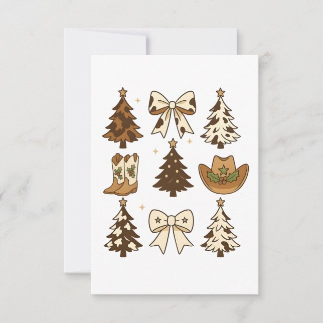 Christmas Cowboy Boots Western Santa Xmas Thank You Card (Front)