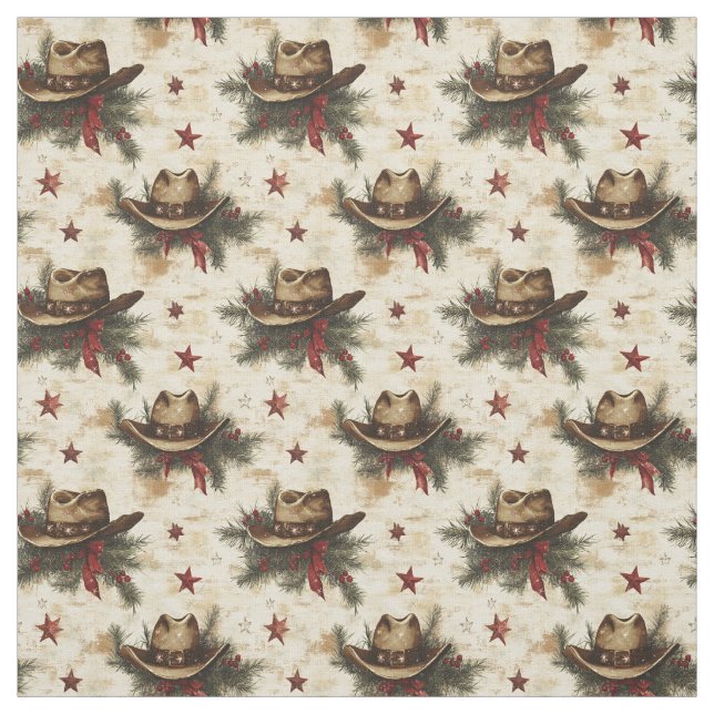 Christmas Cowboy Hats  Fabric (Swatch)
