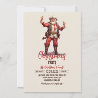 Christmas Cowboy Santa Claus Vintage Invitation