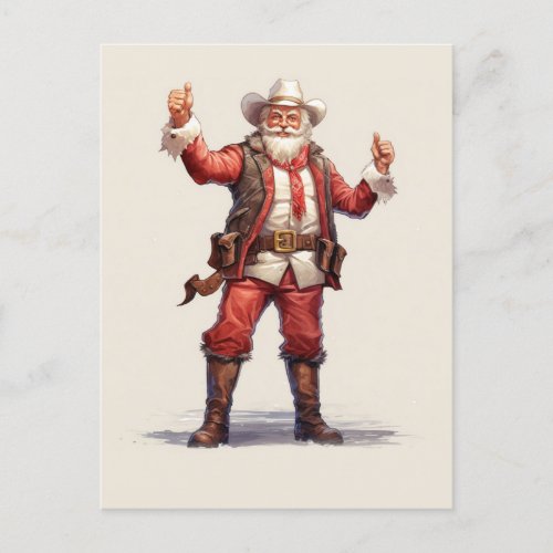 Christmas Cowboy Santa Claus Vintage Postcard