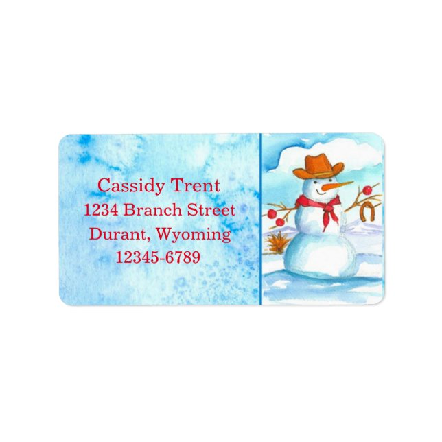 Christmas Cowboy Snowman Snowflakes  Label (Front)