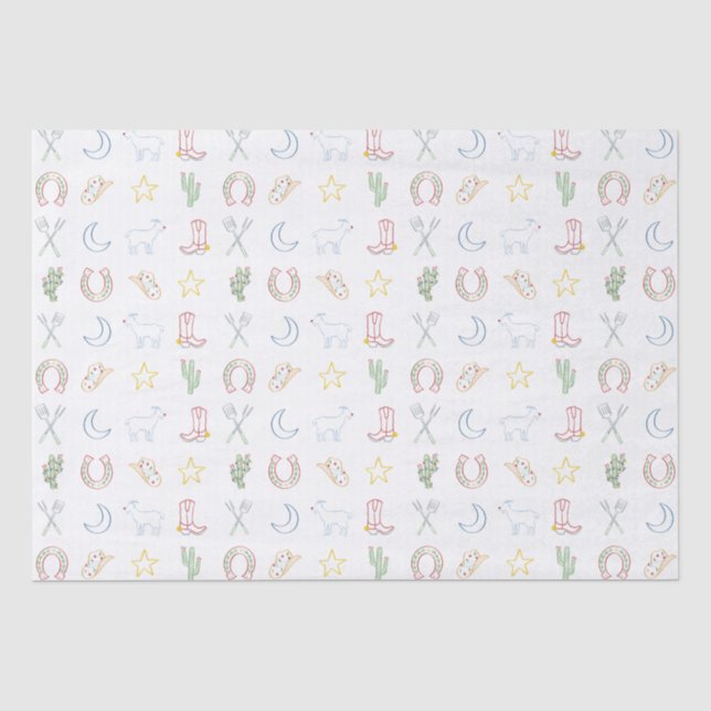Christmas Cowboy Western Country Christmas Tissue Paper (Front)