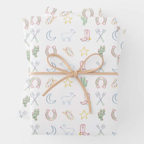 Christmas Cowboy Western Country Christmas Wrapping Paper Sheets