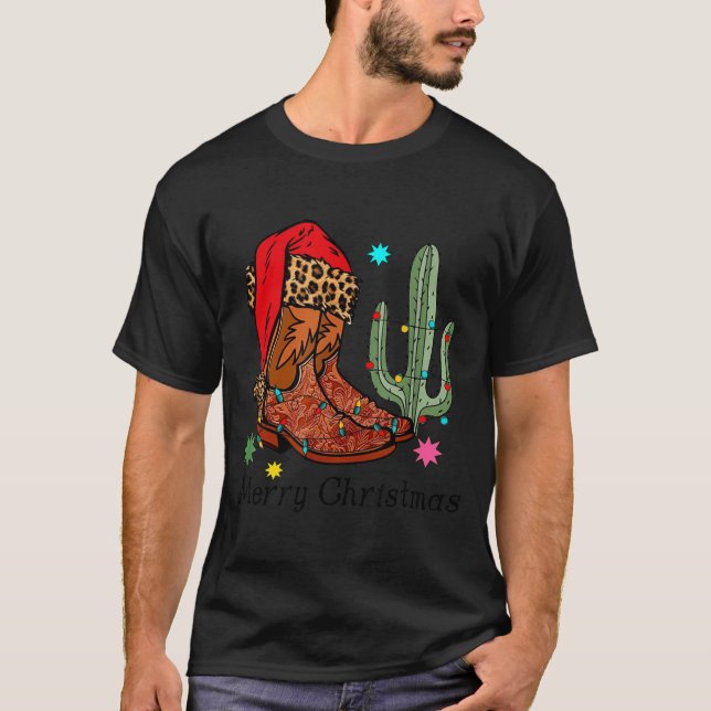 Christmas Cowgirl Boots,western Christmas Funny Gi T-Shirt (Front)