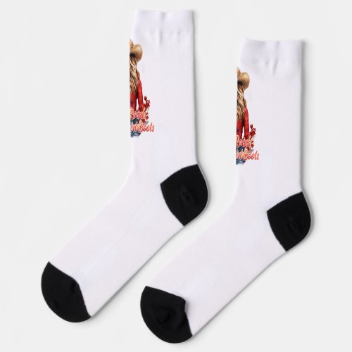 Christmas cowgirl Country roads cowgirl boots Socks
