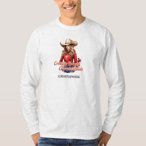 Christmas cowgirl Country roads cowgirl boots T_Shirt