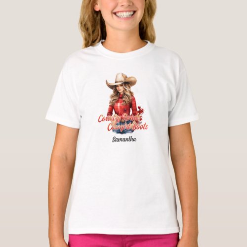 Christmas cowgirl Country roads cowgirl boots T_Shirt