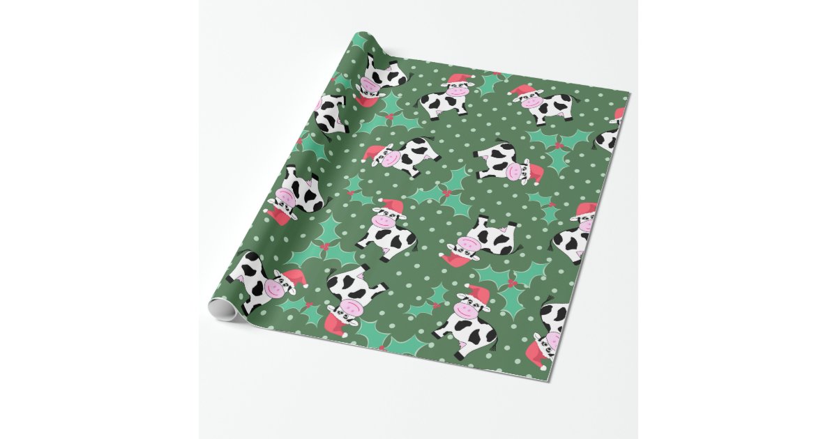 Baby Cow Christmas Pattern Wrapping Paper | Zazzle