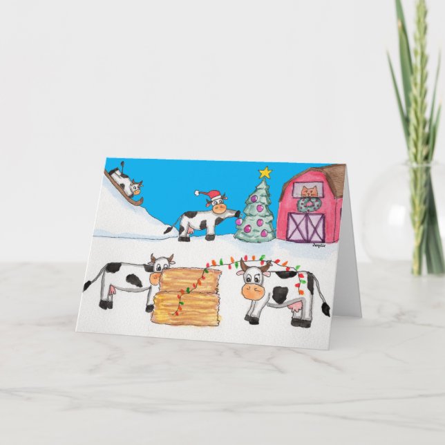 Christmas Cows Holiday Card (Front)