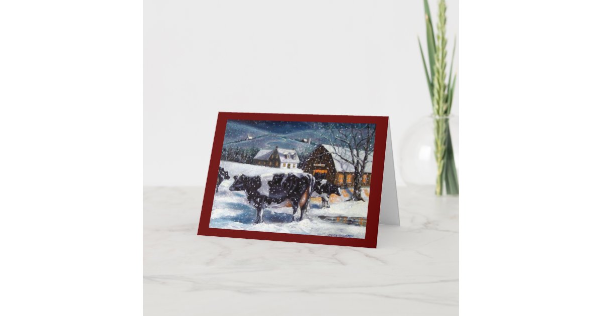 CHRISTMAS: COWS: SNOW: ART: CARD | Zazzle