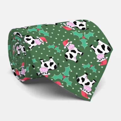 Christmas Cows with Holly Neck Tie