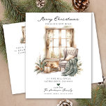 Christmas Cozy Winter Room Moving  Announcement Postcard<br><div class="desc">This winter holiday moving announcement features the saying "Merry Christmas from Our New Home" with a beautiful cozy room scene. The announcement is perfect for sending to friends and family during the holiday season to let them know about your new address. The front of the announcement features the saying and...</div>