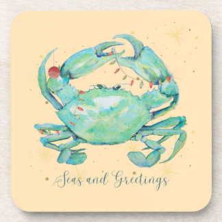 Christmas Crab Beach Beverage Coaster