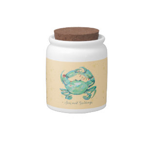 Christmas Crab Beach Candy Jar