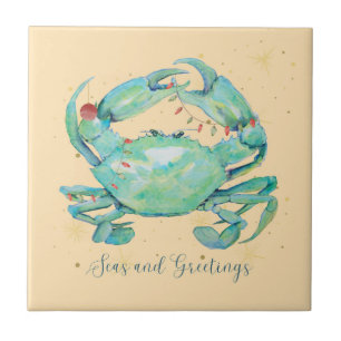 Christmas Crab Beach Ceramic Tile