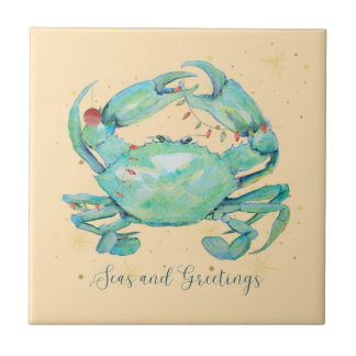 Christmas Crab Beach Ceramic Tile