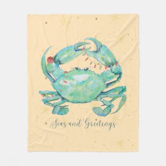 Christmas Crab Beach Fleece Blanket