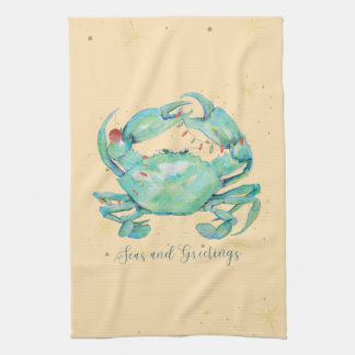 Christmas Crab Beach Kitchen Towel