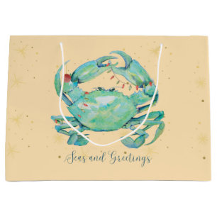Christmas Crab Beach Large Gift Bag