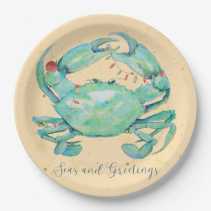 Christmas Crab Beach Paper Plates