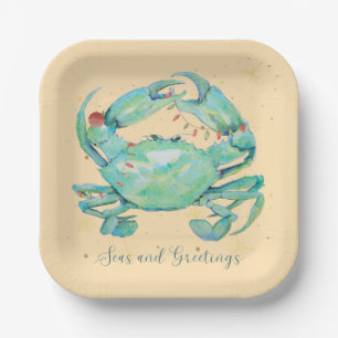 Christmas Crab Beach Paper Plates