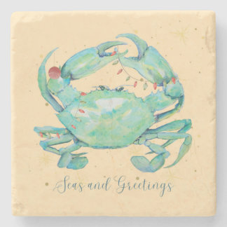 Christmas Crab Beach Stone Coaster