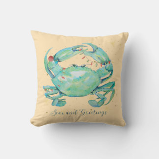 Christmas Crab Beach Throw Pillow