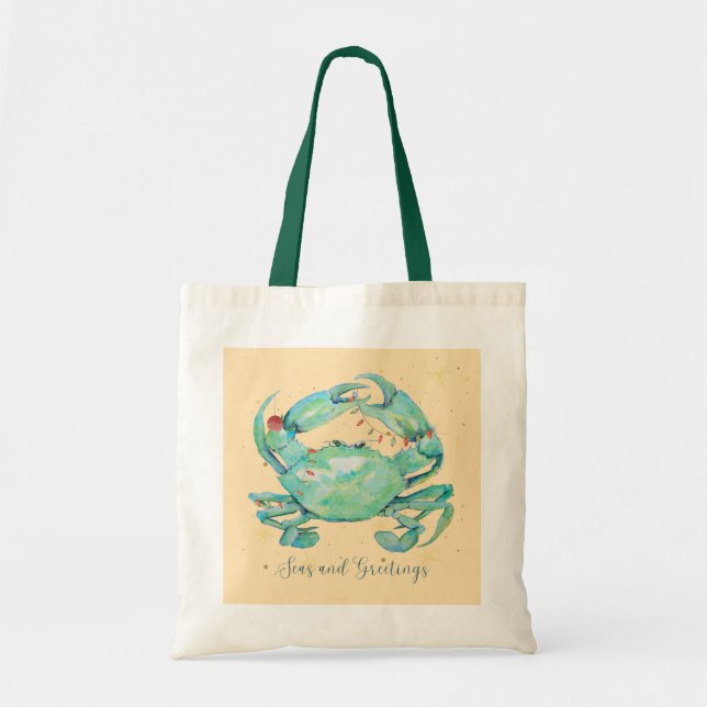 Christmas Crab Beach Tote Bag (Front)