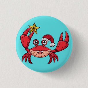Christmas Crab Button