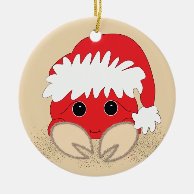 Christmas Crab Ceramic Ornament (Front)