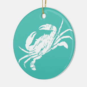 Christmas Crab Ceramic Ornament