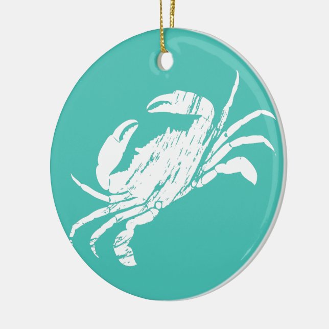 Christmas Crab Ceramic Ornament (Left)