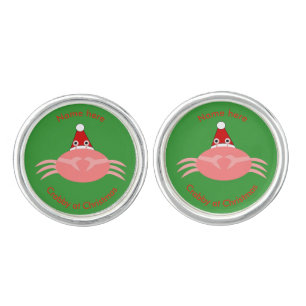 Christmas Crab Custom Cufflinks