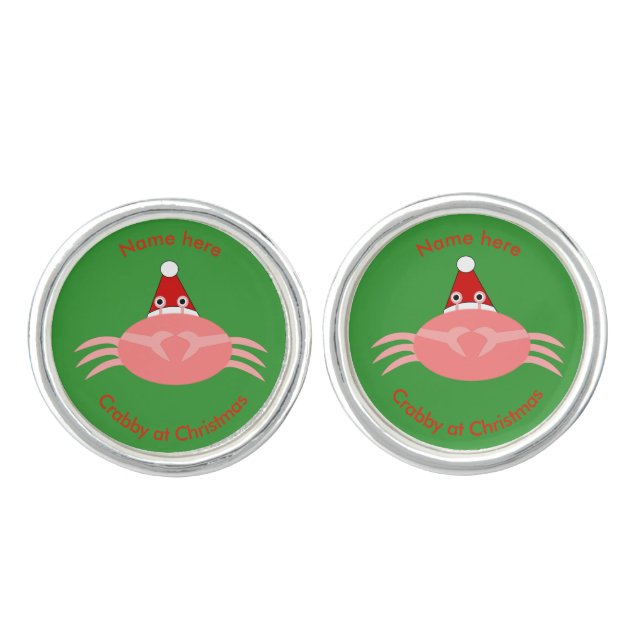 Christmas Crab Custom Cufflinks (Front)