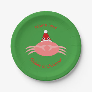 Christmas Crab Custom Paper Party Plate
