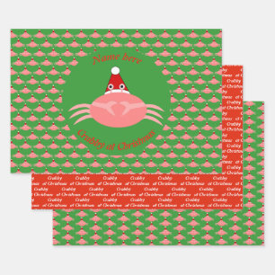 Christmas Crab Custom Wrapping Paper Sheets