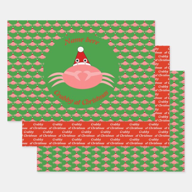 Christmas Crab Custom Wrapping Paper Sheets (Set)