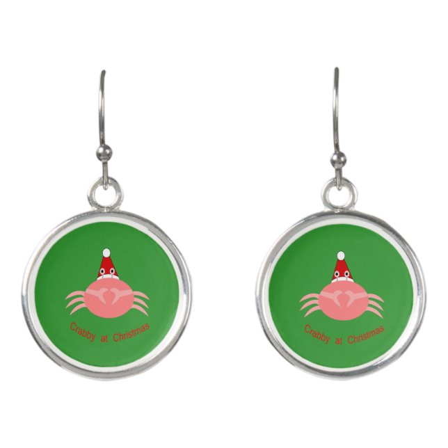 Christmas Crab Drop Earrings (Front)