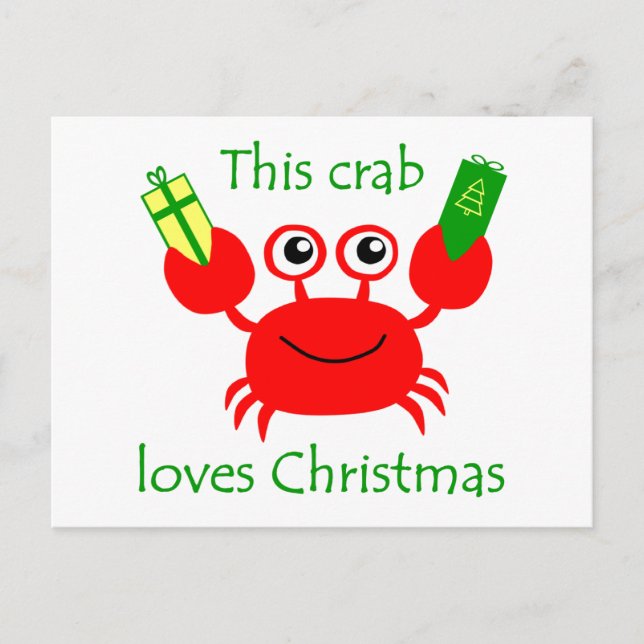 Christmas Crab Holiday Postcard (Front)