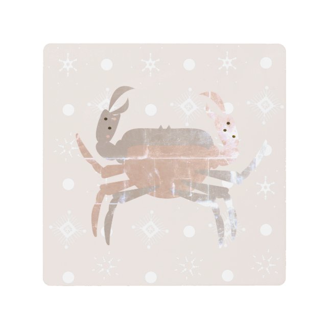 Christmas Crab Ocean Beach Sea Crustacean Earthy   Metal Print (Front)