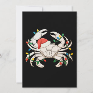 Christmas Crab Santa Hat Xmas Lights Sea Animal Holiday Card