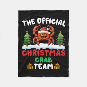 Christmas Crab Team - Crab Wearing Santa Hat Xmas Fleece Blanket