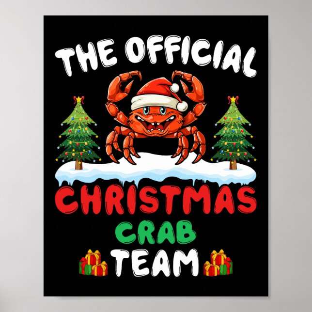 Christmas Crab Team - Crab Wearing Santa Hat Xmas  Poster (Front)